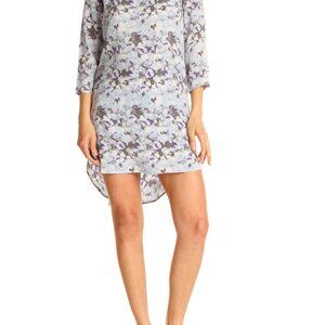 Gray Blue Printed Classic A-Line Dress